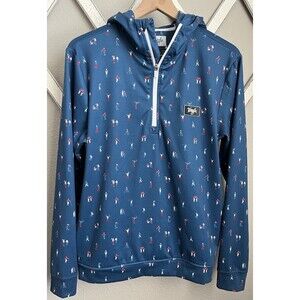 Waggle Men's M Golf Performance Stretch 1/4 Zip Pullover Hoodie Golfer - Blue